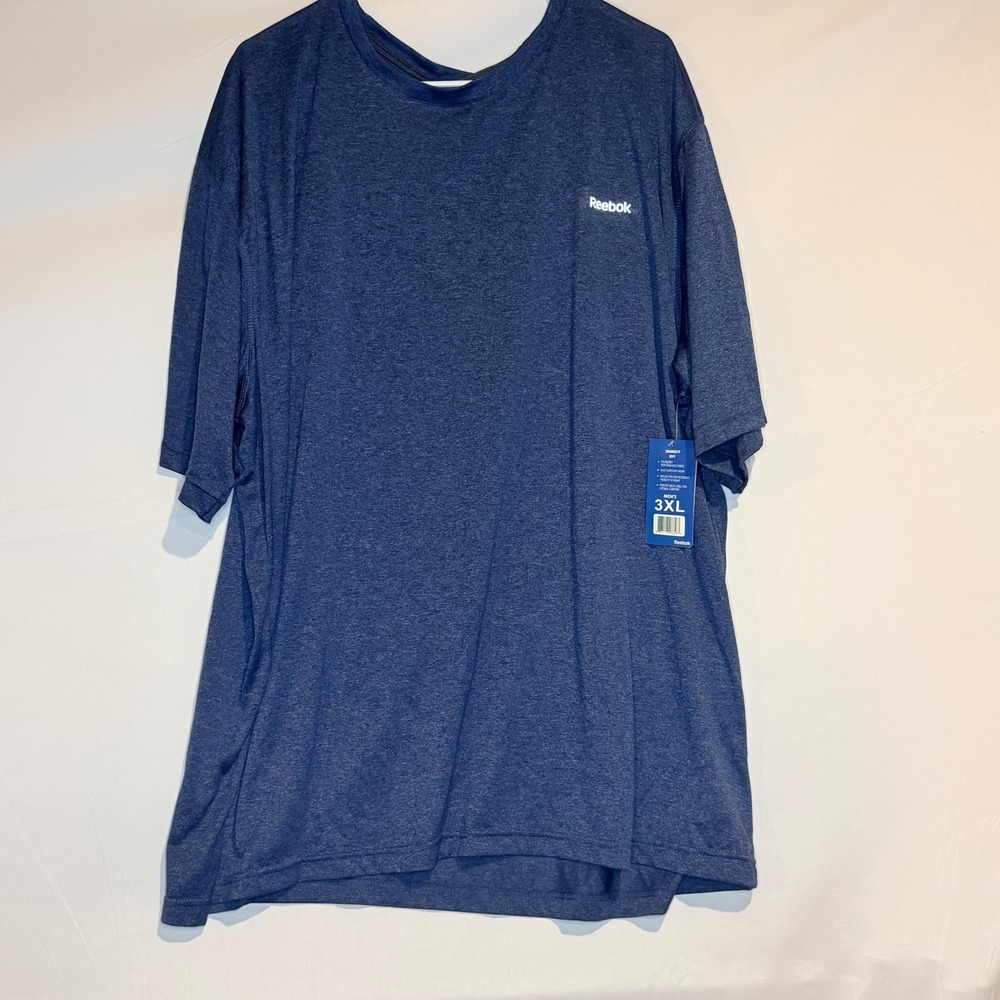 Reebok Mens Navy Blue Heather Performance T-Shirt 3XL 3RSMS579 Activewear Tee